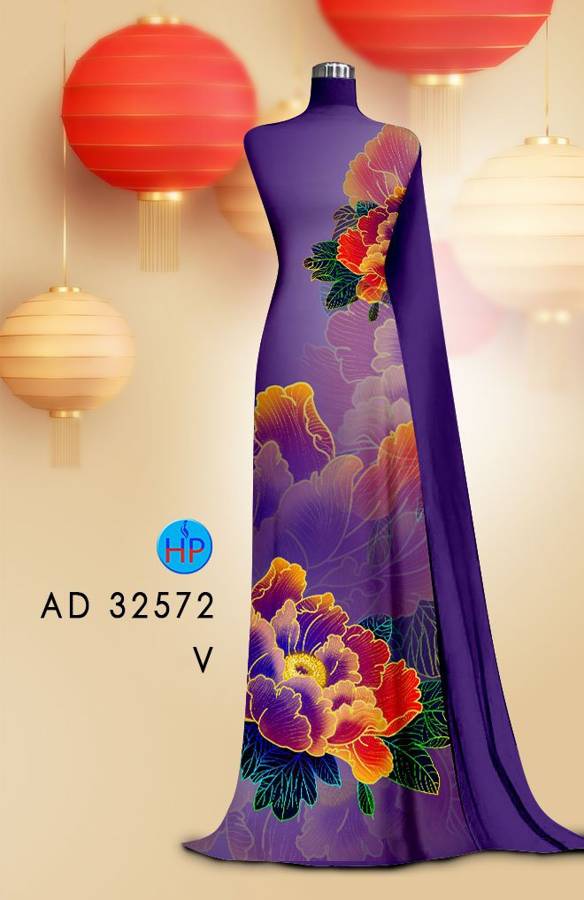 Vải Áo Dài Hoa In 3D AD 32572 17